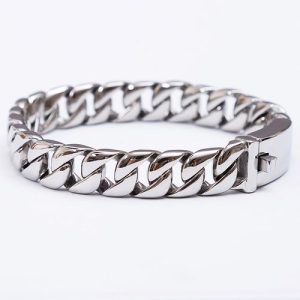 12mm Wide Polished Solid  Link Chain Bracelet