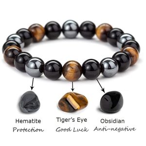 8mm AA Tigers Eye  Bracelet - Triple Protection Bracelet