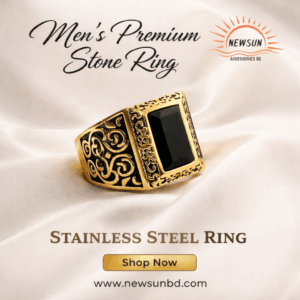 Black Oxide Stone Finger Ring For Men