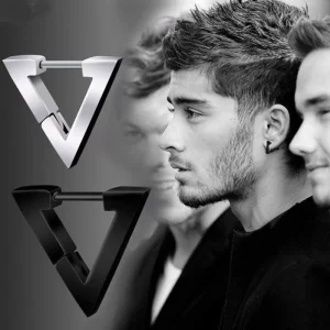 Punk Rock Stainless Steel Triangle Men's Earrings- 2pc