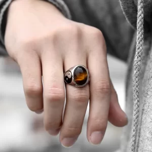 Tiger Eyes  Stone Ring For Men
