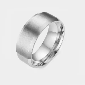 Titanium  Steel Sterling wedding band with Rhodium plating