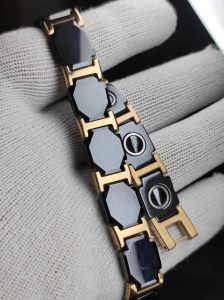 Black Tungsten Ceramic Made Carbide Magnetic Link  Bracelet For Men