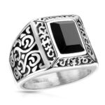Black  Oxide Stone Finger Ring For Men