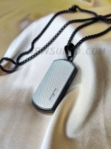 Engraved Beveled Hammered Pendant Mens Necklace