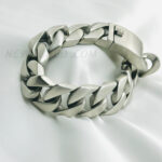 20mm Wide Matt Silver Cuban Chain Bracelet