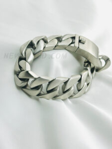 20mm Wide Matt Silver Cuban Chain Bracelet