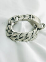 20mm Wide Matt Silver Cuban Chain Bracelet