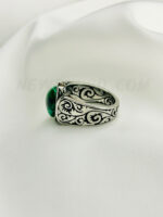 100% Natural  Malachite & Tiger’s Eye Stone Ring - Image 6