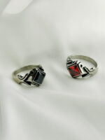 Cross Red Glass Zircon Jewelry Stainless Steel Men′s Finger Ring - Image 2