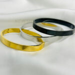 8mm Wide  Glossy Silver Gold Black Color  Stainless Steel Bangle Bracelet