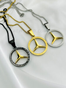 Stainless Steel Mercedes Benz Emblem Pendant Reversable