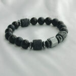 Matte Onyx, Lava Bead & Sterling Silver 10mm Beaded Protection Bracelet