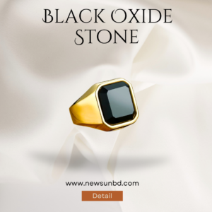 Stainless Steel  And  Oxide Black Stone Men's Ring