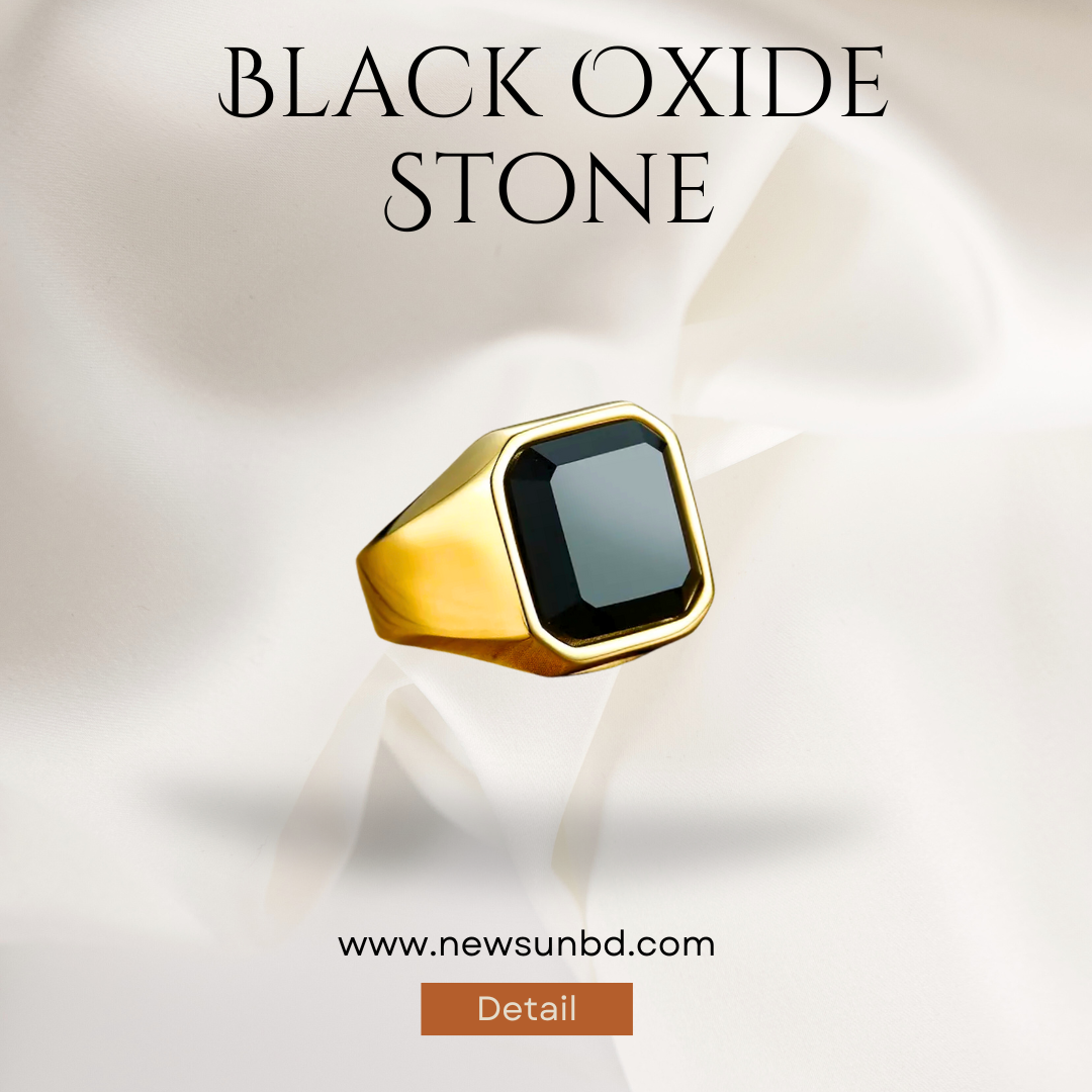 Stainless Steel  And  Oxide Black Stone Men's Ring - Image 1