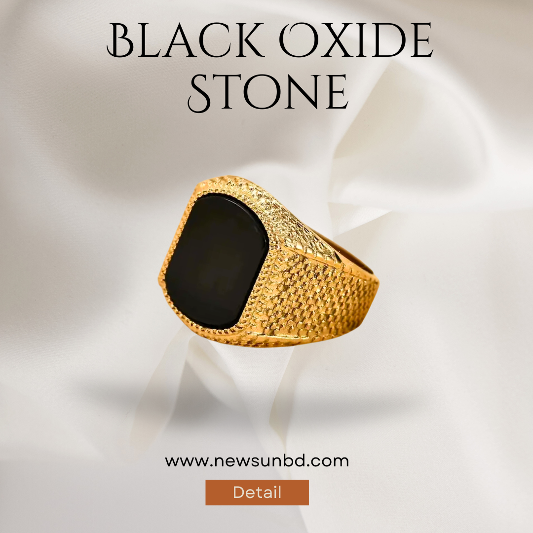 Black Stone 316L SS Body Handmade Finger Ring For Men - Image 1