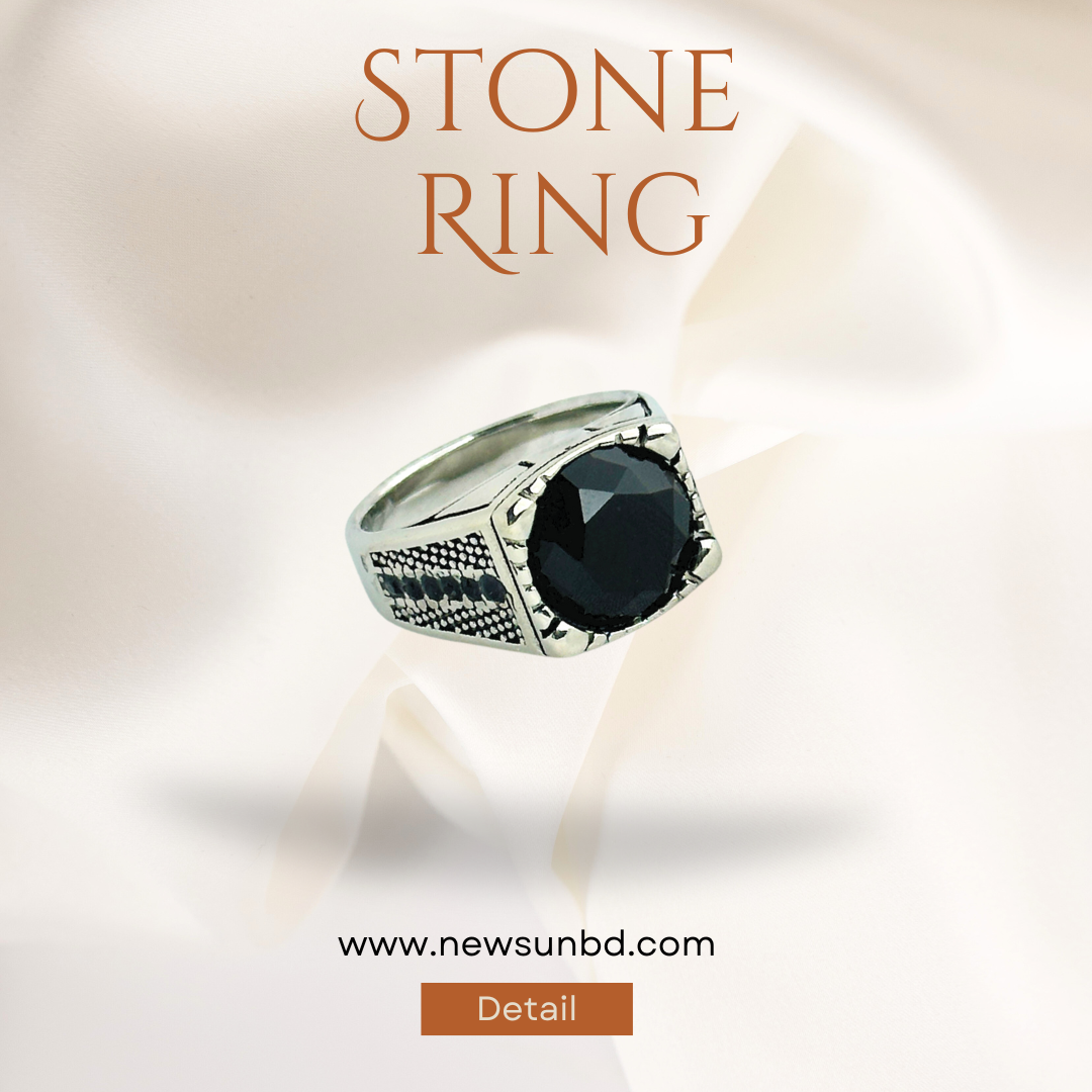 Black Stone Handmade Finger Ring For Men - Image 1