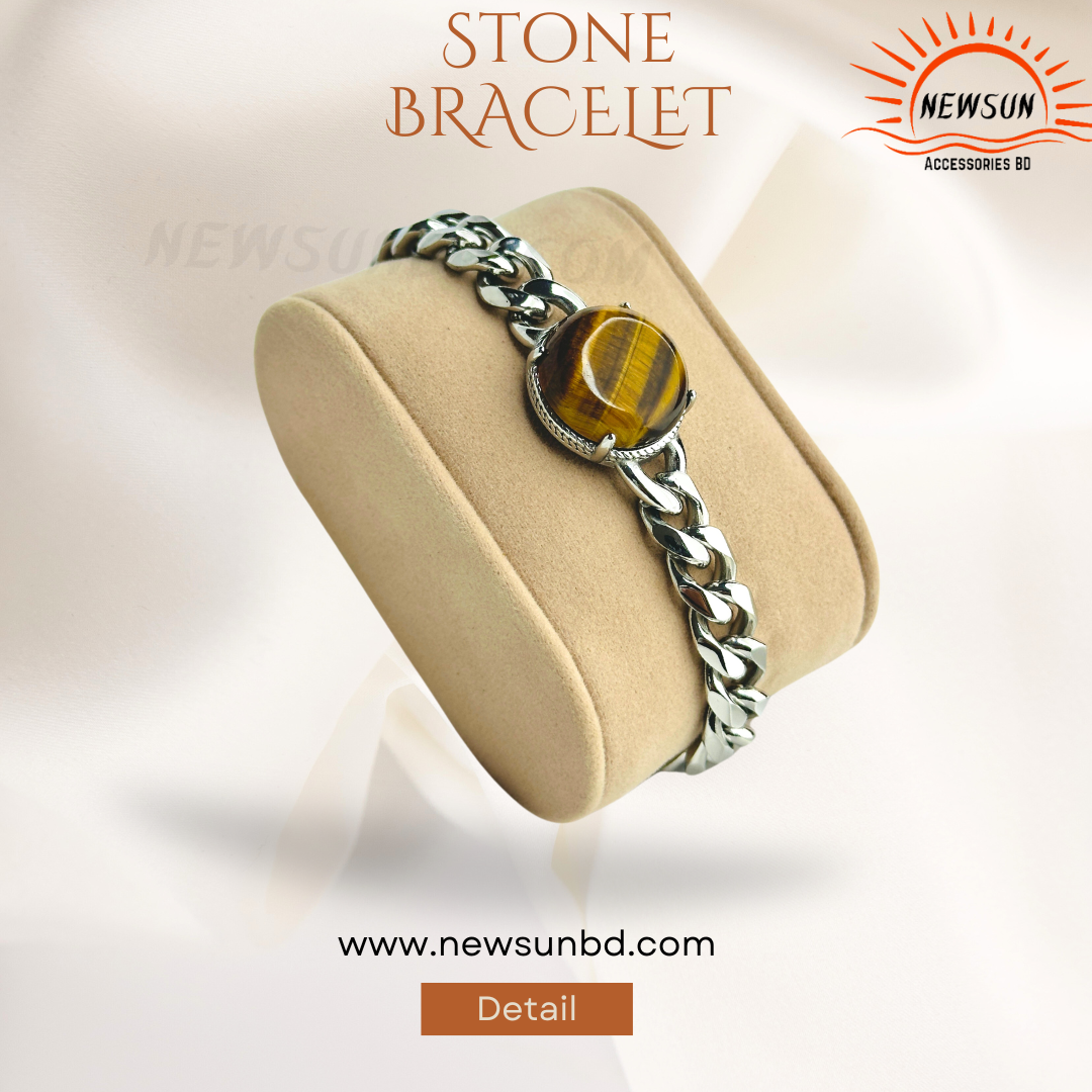 Tigers Eye Stone Stainless Steel Bracelet - Image 1