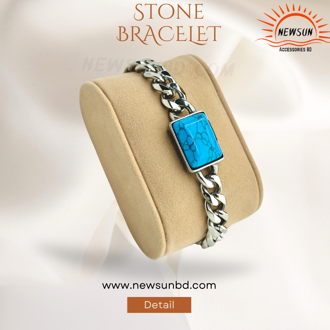 Beige Simpe Minimalist Elegant Luxury Jewelry Wedding Ring Instagram Post_20241020_000815_0000 10mm Wide Stainless Steel Natural Feroza Stone Square Shape Bracelet - Image 1