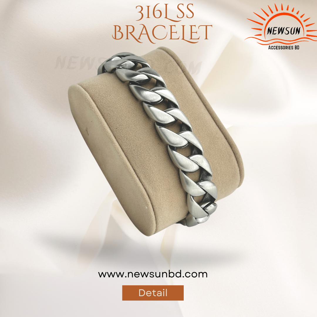 15mm Matt  Silver 316 Stainless Steel Heavy Bracelet - Image 1