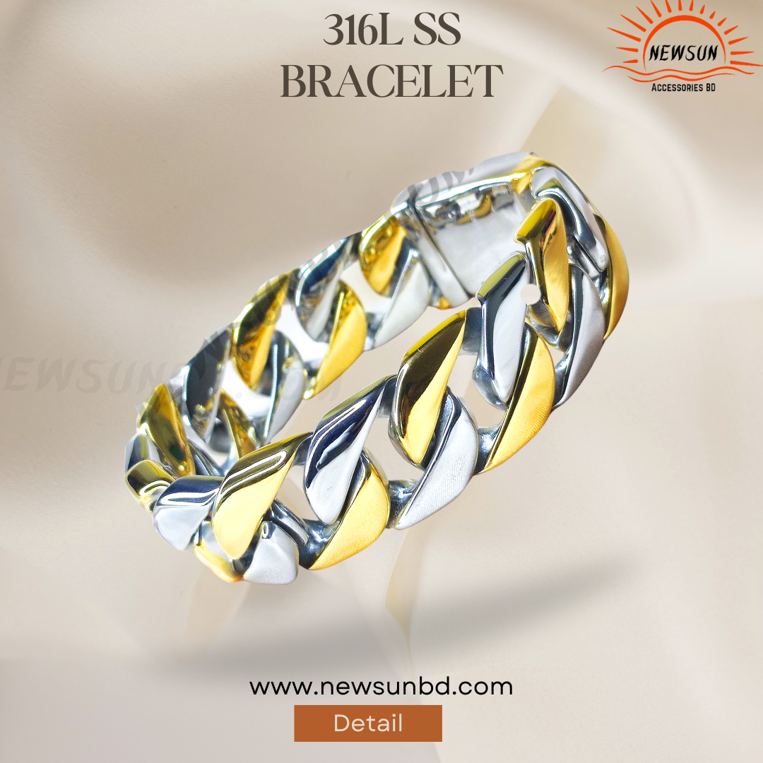 20 mm Heavy 316 Stainless Steel Bracelet Hand Chain Men Gold Cuban Chain Bracelet - Image 1