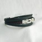 Trendy Multi Layer with   Silver Knot  Red Stitching