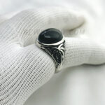 Black Stone 316L SS Body Handmade Finger Ring For Men