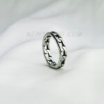 Men Stainless Steel 4mm Silver Color Cuban Curb Link Ring
