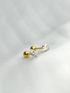 5mm Crystal Triangle Piercing Earrings - 2 pcs
