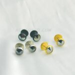Screw Stud Gold Color Earrings with Round Cubic Zircons - 2 pcs