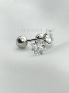 8mm Square Clear Cubic Zirconia   Earrings - 2 pcs