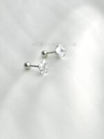 8mm Square Clear Cubic Zirconia   Earrings - 2 pcs - Image 2