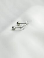 4mm Stainless Steel Square Clear Cubic Zirconia Ear Stud Earrings- 2 pcs - Image 3