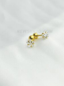 5mm Flower Crystal  Helix Cartilage Screw Earring - 2 pcs