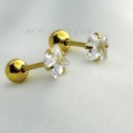 8mm Square Clear Cubic Zirconia   Earrings - 2 pcs