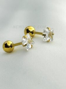 8mm Square Clear Cubic Zirconia   Earrings - 2 pcs