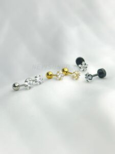 Simple Zircoonic Flower Screw Earrings - 2 pcs