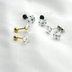 4mm Stainless Steel Square Clear Cubic Zirconia Ear Stud Earrings- 2 pcs