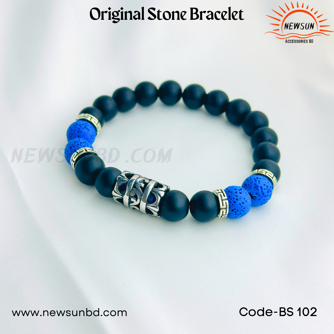 Round Black Onyx Stone Beads 10mm and Blue Lava Stone BS102 - Image 3