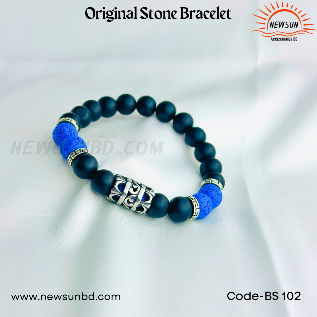 Round Black Onyx Stone Beads 10mm and Blue Lava Stone BS102 - Image 2