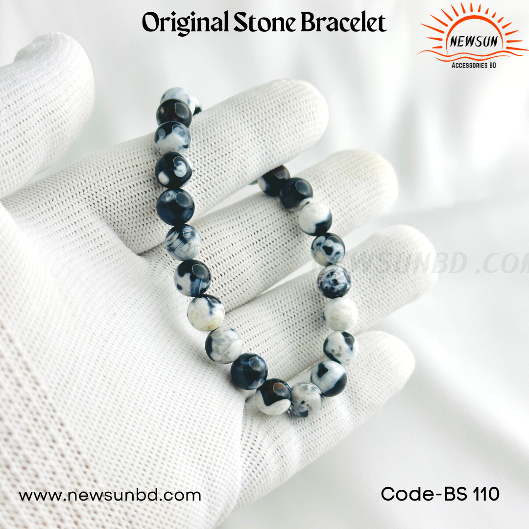 Natural Orca Agate 8mm Crystal Stretch Bracelet BS110 - Image 2