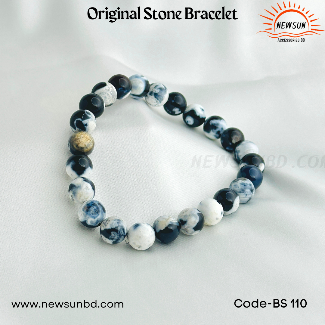 Natural Orca Agate 8mm Crystal Stretch Bracelet BS110 - Image 1