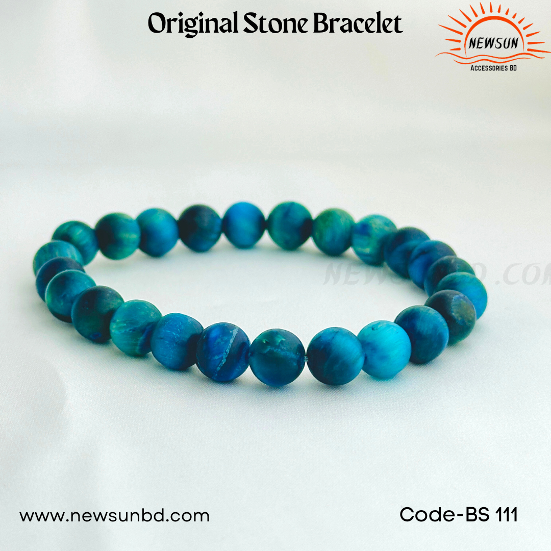 8mm Ocean Blue Tigers Eye Beads Bracelet BS111 - Image 2