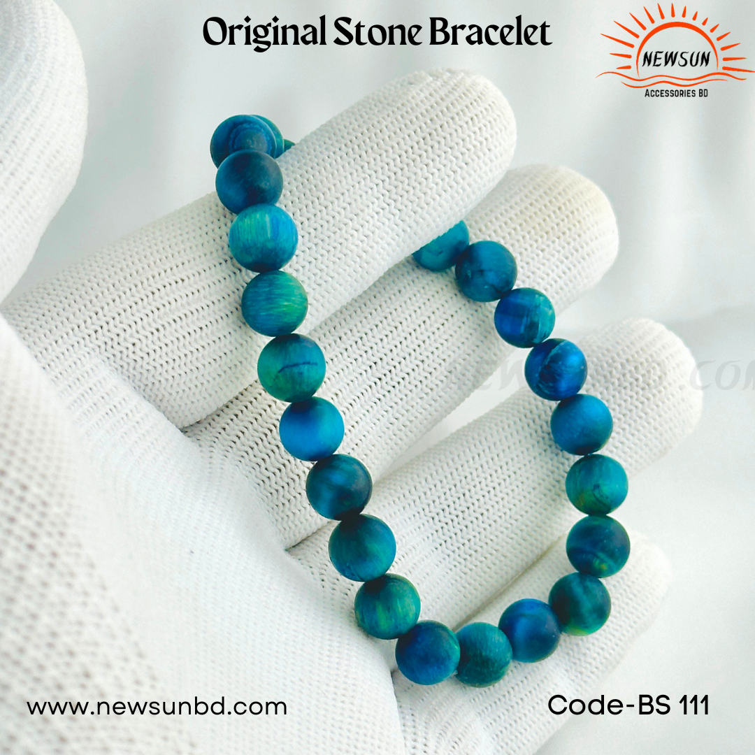 8mm Ocean Blue Tigers Eye Beads Bracelet BS111 - Image 3