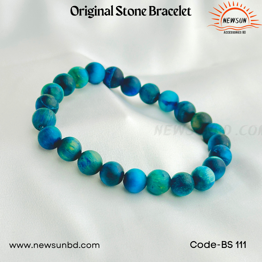 8mm Ocean Blue Tigers Eye Beads Bracelet BS111 - Image 1