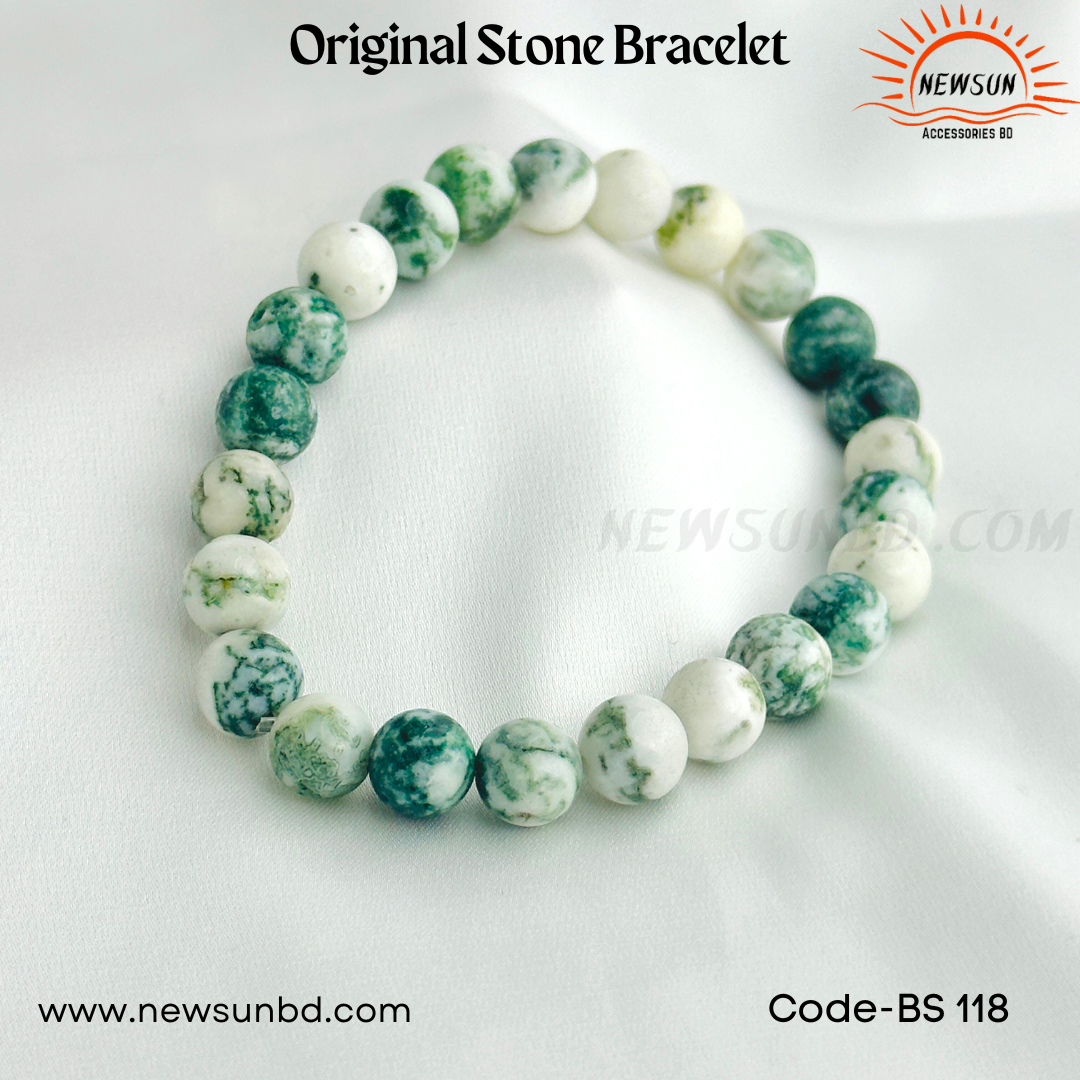 Tree Agate Bracelet, 8mm Matte Gemstone BS118 - Image 1