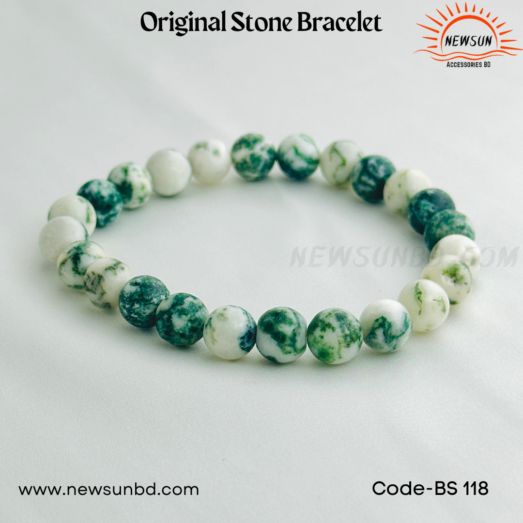 Tree Agate Bracelet, 8mm Matte Gemstone BS118 - Image 2