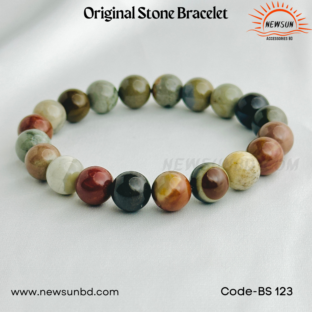 10mm Natural Ocean Jasper Multi Color Gemstone Bracelet BS123 - Image 1