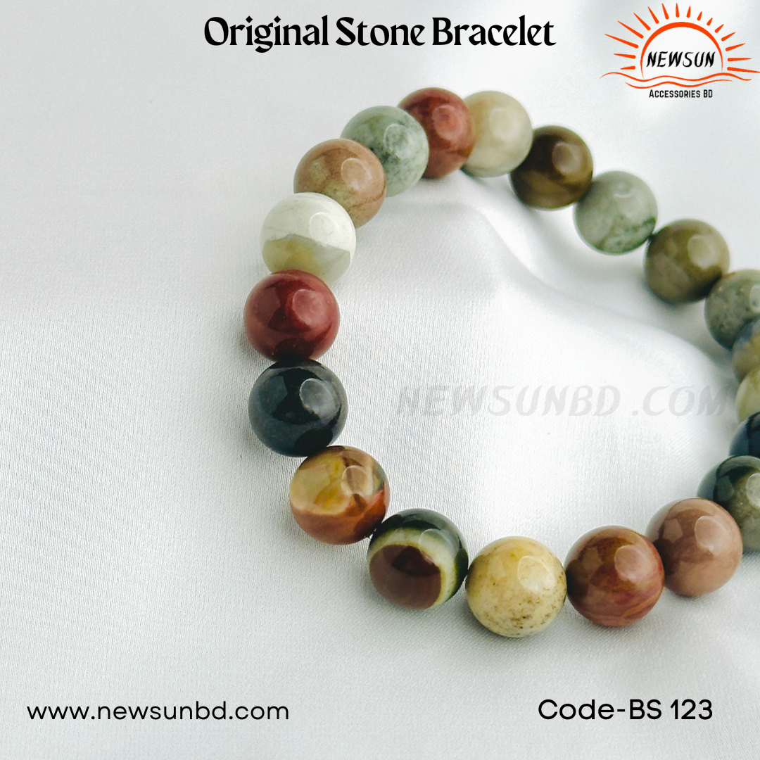 10mm Natural Ocean Jasper Multi Color Gemstone Bracelet BS123 - Image 2