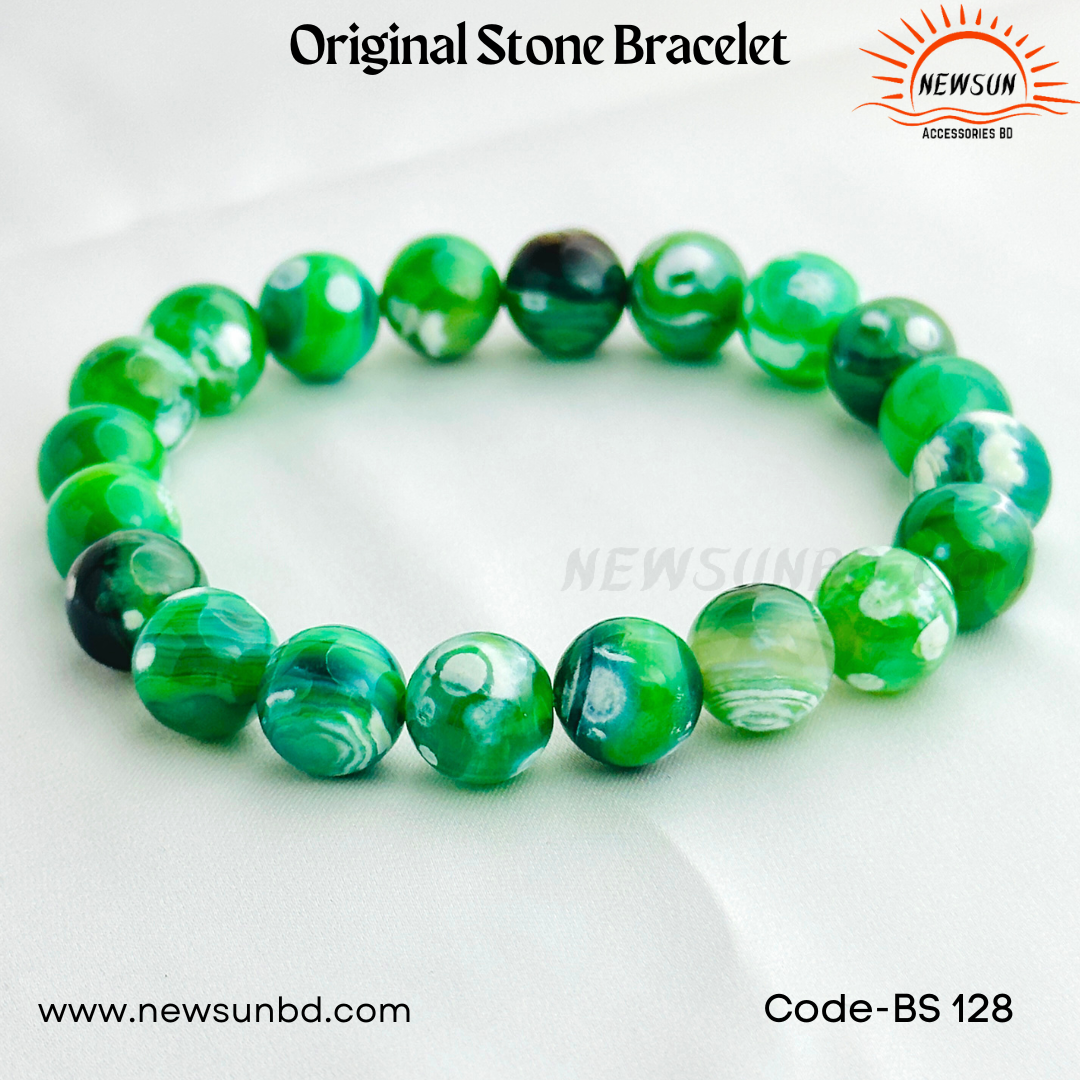 Green Apple Agate Gemstone Bracelet BS128 - Image 1